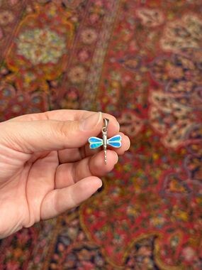 Blue Opal Dragonfly Charm Pendant
